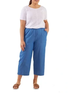 Chambray Pull On Pant In Blue