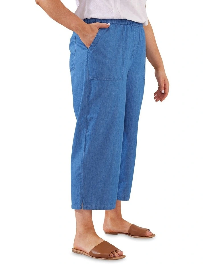 Chambray Pull On Pant In Blue 5 Chambray Pull On Pant In Blue - Image 3