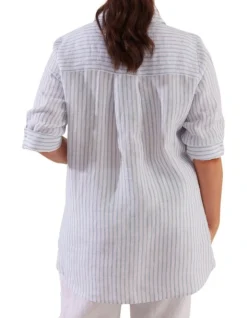 Scooped Linen Overshirt In Duck Egg -Myer Fashion Store 951174910 2 720x928