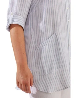 Scooped Linen Overshirt In Duck Egg -Myer Fashion Store 951174910 4 720x928