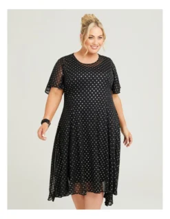 Moondrop Maxi Evening Dress In Black/Gold