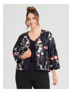 Zinnia Embroidered Sequin Jacket In Multi