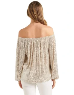 Forever New Chrissy Sequin Bardot Top In Yellow 8 Forever New Chrissy Sequin Bardot Top In Yellow -Myer Fashion Store 952194340 952243840 2 720x928