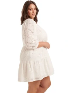 Gina Broderie Smock Dress In White 9 Gina Broderie Smock Dress In White -Myer Fashion Store 952790500 3 720x928