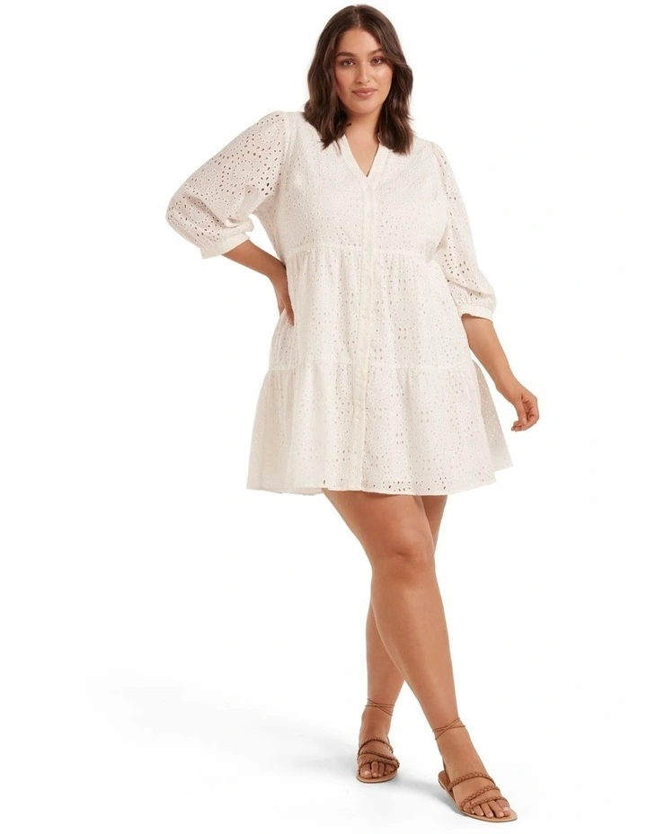 Gina Broderie Smock Dress In White 7 Gina Broderie Smock Dress In White - Image 5