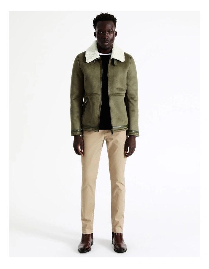 Asher Sueded Aviator Jacket In Green 5 Asher Sueded Aviator Jacket In Green - Image 3