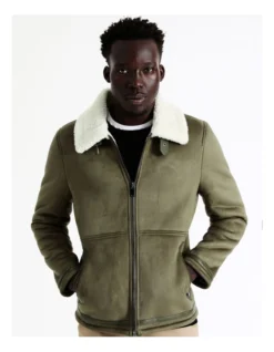 Asher Sueded Aviator Jacket In Green 13 Asher Sueded Aviator Jacket In Green -Myer Fashion Store 956583640 5 720x928