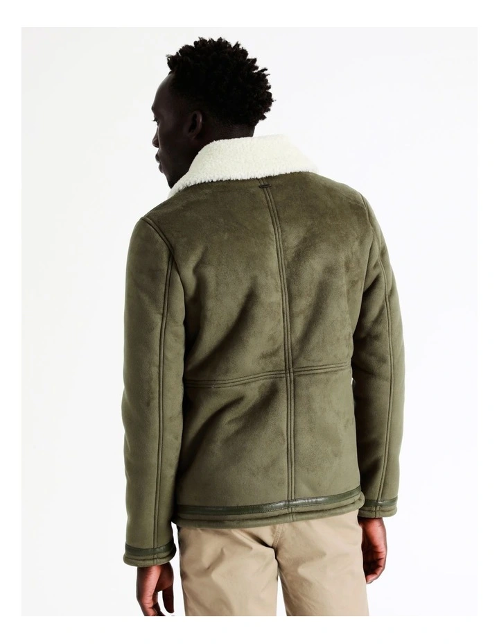 Asher Sueded Aviator Jacket In Green 8 Asher Sueded Aviator Jacket In Green - Image 6