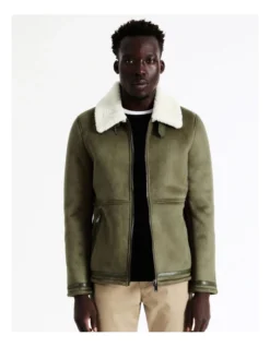 Asher Sueded Aviator Jacket In Green 15 Asher Sueded Aviator Jacket In Green -Myer Fashion Store 956583640 7 720x928