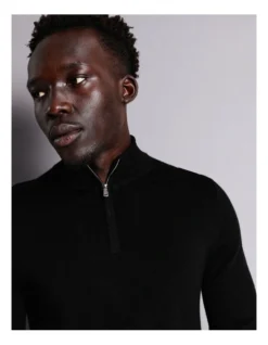 Traceable Australian Merino 1/4 Zip Knit In Black -Myer Fashion Store 956606320 7 720x928