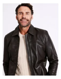 Whitehart Regular Collar Leather Jacket In Brown 14 Whitehart Regular Collar Leather Jacket In Brown -Myer Fashion Store 956987650 6 720x928