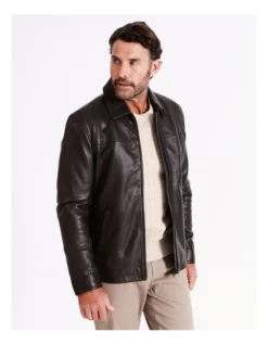 Whitehart Regular Collar Leather Jacket In Brown 15 Whitehart Regular Collar Leather Jacket In Brown -Myer Fashion Store 956987650 7 720x928