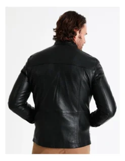 Hindley Stand Collar Leather Jacket In Black 14 Hindley Stand Collar Leather Jacket In Black -Myer Fashion Store 956987740 6 720x928