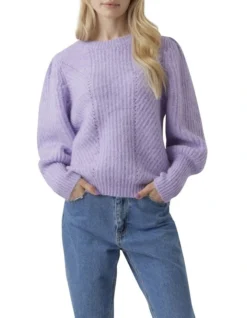 Vero Moda Pekan Long Sleeve O-Neck Pullover In Viola
