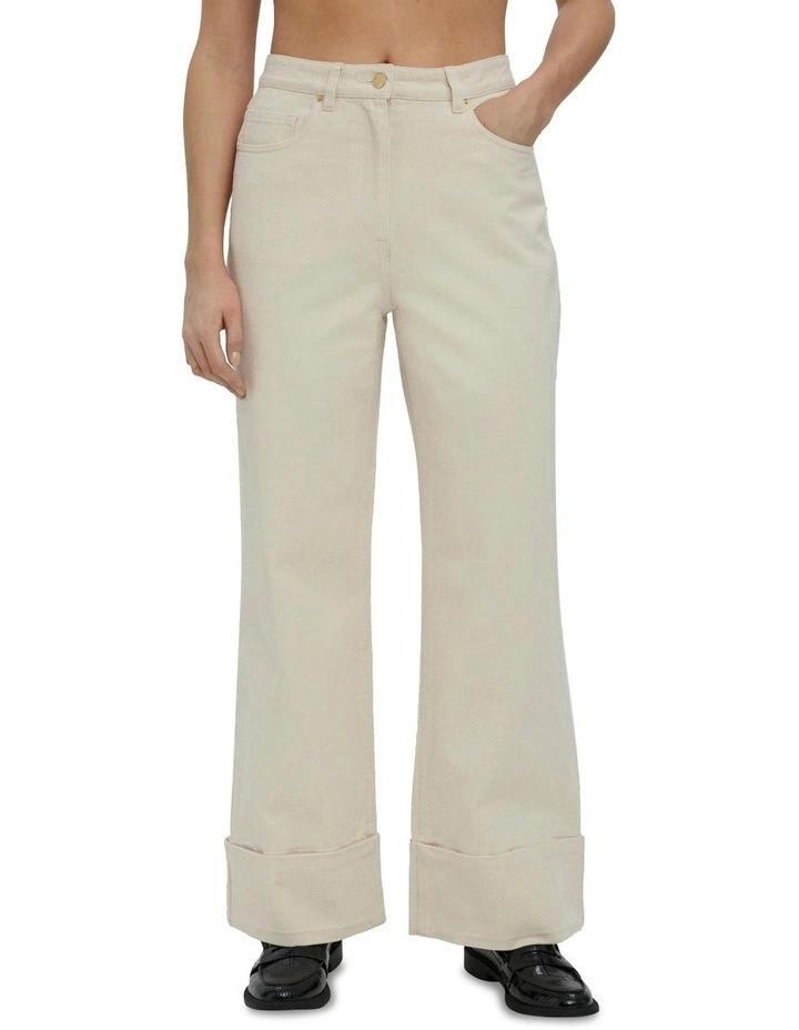 Vero Moda Kathy Wide Fold Up Jeans In Cream 3 Vero Moda Kathy Wide Fold Up Jeans In Cream