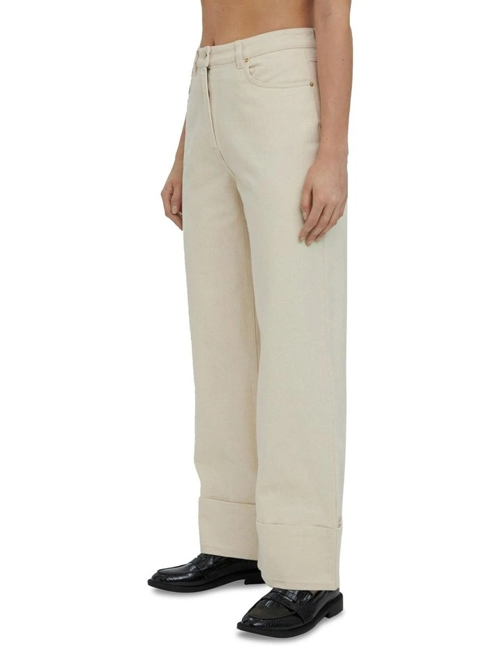 Vero Moda Kathy Wide Fold Up Jeans In Cream 4 Vero Moda Kathy Wide Fold Up Jeans In Cream - Image 2