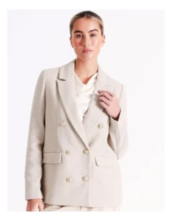 Vero Moda Brooke Double Breasted Blazer In Beige