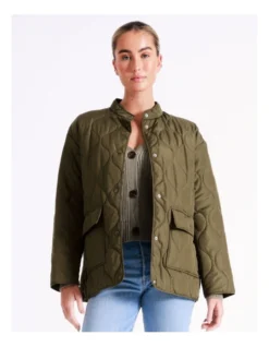 Vero Moda Felicity Quilted Jacket In Green 11 Vero Moda Felicity Quilted Jacket In Green -Myer Fashion Store 957193030 3 720x928
