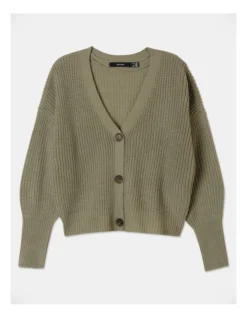 Vero Moda Lea Long Sleeve V-Neck Cuff Cardigan In Brown