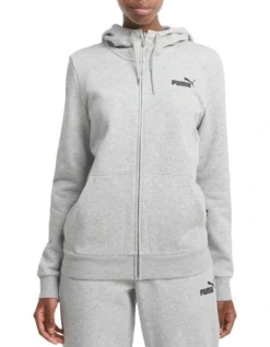 Puma Essential Small Logo Full-Zip Hoodie In Grey