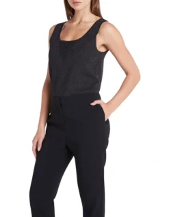 Cecilie Shimmer Knit Tank In Black