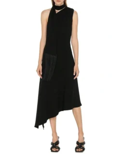 Scarf Neck Dress In Black