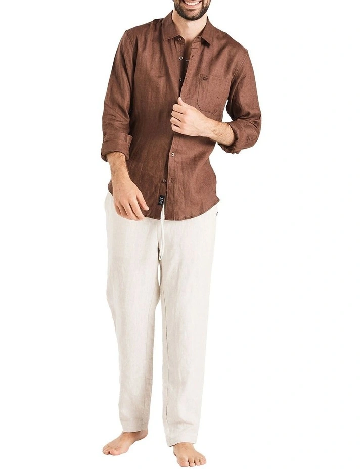Long Sleeve Linen Shirt In Chocolate 3 Long Sleeve Linen Shirt In Chocolate