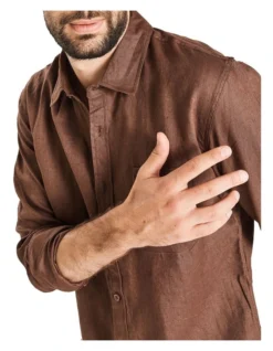 Long Sleeve Linen Shirt In Chocolate 11 Long Sleeve Linen Shirt In Chocolate -Myer Fashion Store 958335130 4 720x928