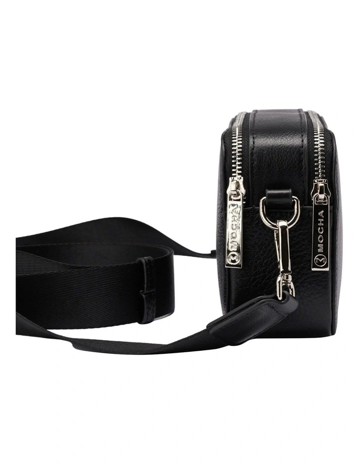 Alicia Leather Double Zip Crossbody In Black 4 Alicia Leather Double Zip Crossbody In Black - Image 2