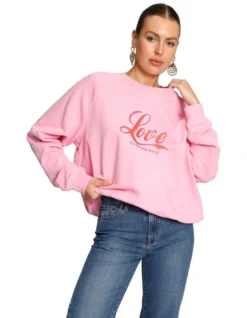 Real Thing Raglan Sweatshirt In Candy Pink