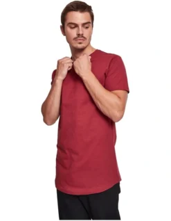 URBAN CLASSICS Shaped Long Tee In Burgundy