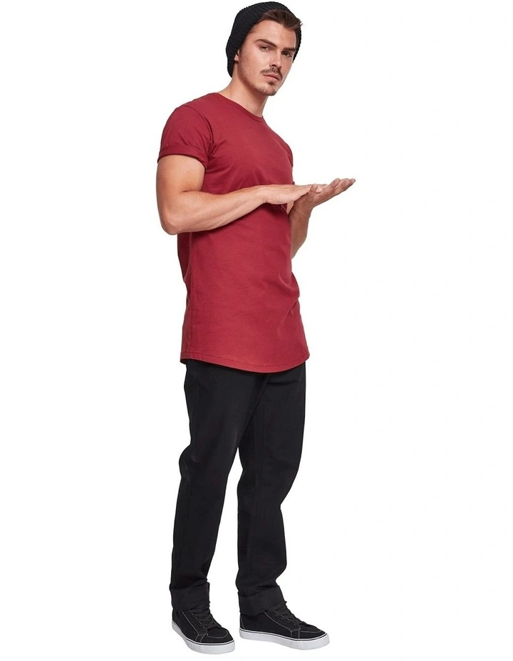 URBAN CLASSICS Shaped Long Tee In Burgundy 4 URBAN CLASSICS Shaped Long Tee In Burgundy - Image 2