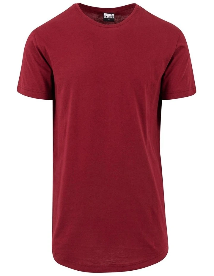 URBAN CLASSICS Shaped Long Tee In Burgundy 7 URBAN CLASSICS Shaped Long Tee In Burgundy - Image 5