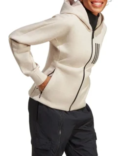 ADIDAS Mission Victory Slim Fit Full-Zip Hoodie In Beige