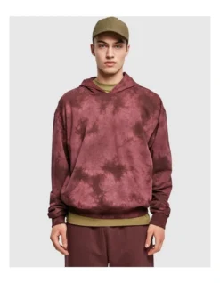 URBAN CLASSICS Tie Dyed Hoody In Red