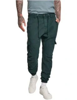 URBAN CLASSICS Cuffed Cargo Jogging Pants In Bottle Green