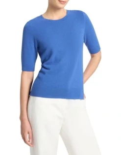 Terry Cotton Knit Tee In Azure