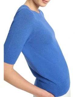 Terry Cotton Knit Tee In Azure -Myer Fashion Store 959725090 4 720x928