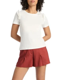 Karen Ruffle Tee In Ivory