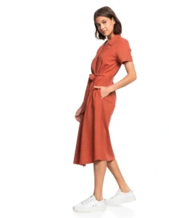 Roxy Alright Dear Midi Wrap Dress In Etruscan Red -Myer Fashion Store 960063310 3 720x928