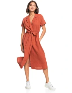 Roxy Alright Dear Midi Wrap Dress In Etruscan Red -Myer Fashion Store 960063310 5 720x928