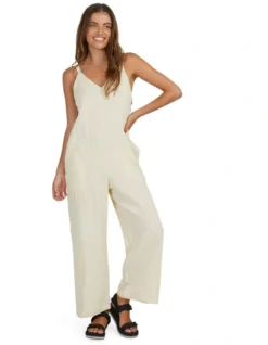Roxy Summer Icon Jumpsuit In Beige