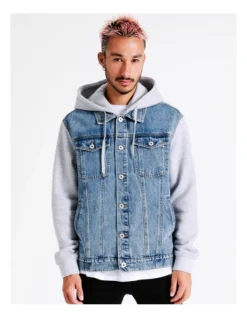 Solar Spliced Denim Jacket In Blue