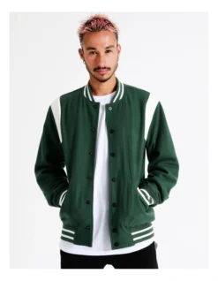 The Varsity Wool Blend Jacket In Green