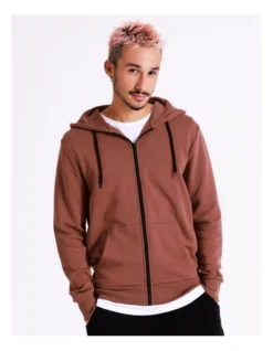 Mitchell Zip Thru Hoodie In Red