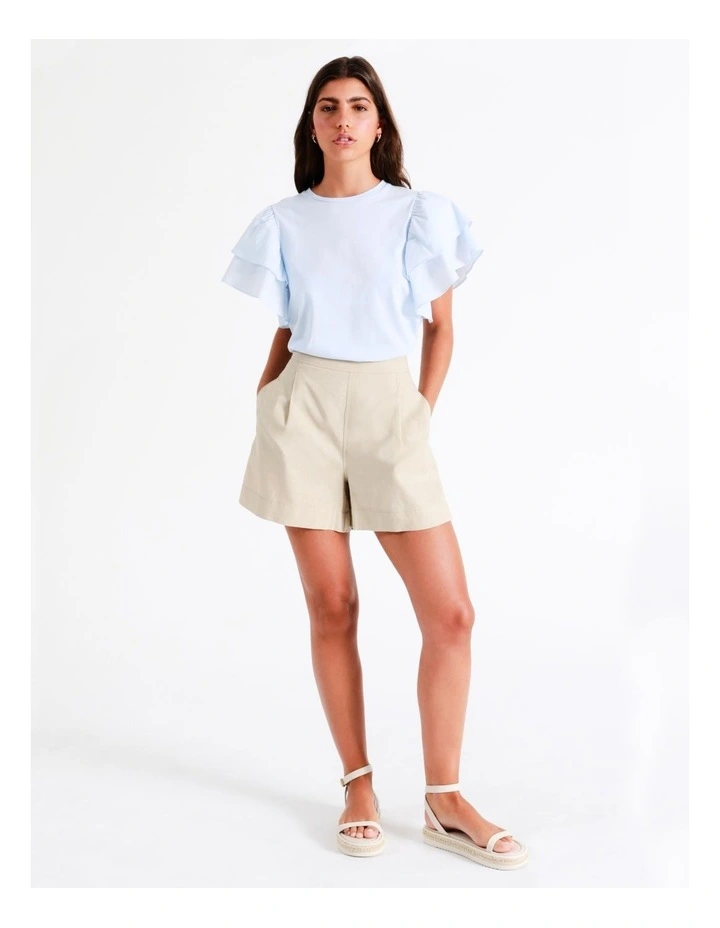 Organic Cotton Double Flutter Sleeve Tee In Light Blue 6 Organic Cotton Double Flutter Sleeve Tee In Light Blue - Image 4