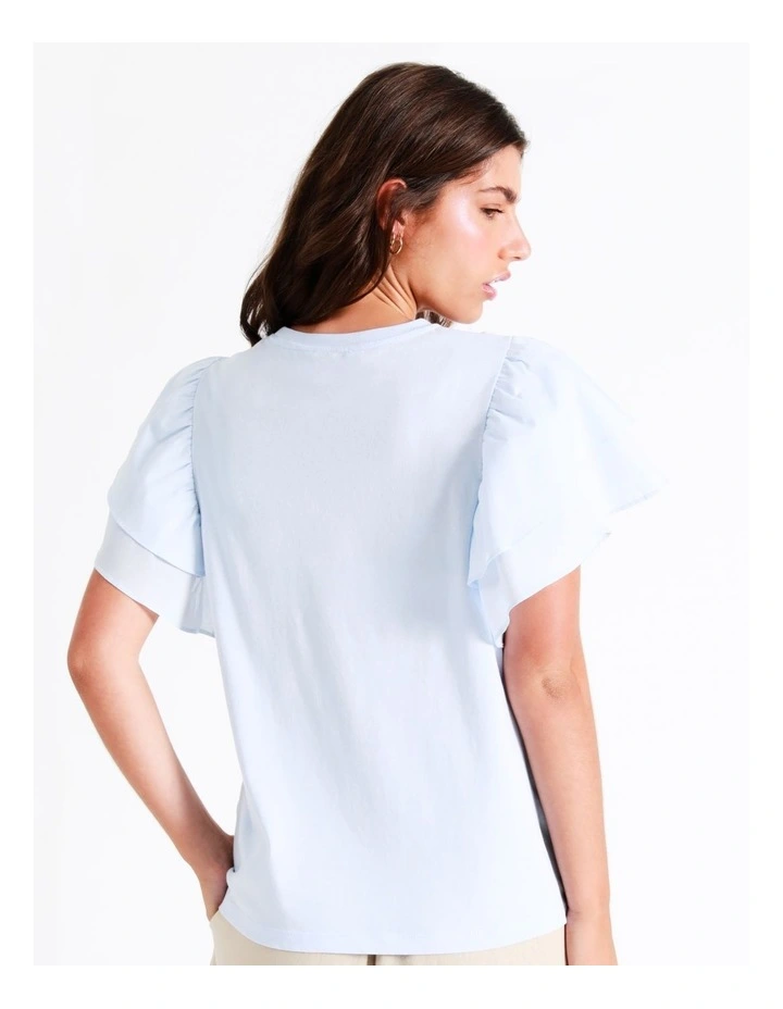 Organic Cotton Double Flutter Sleeve Tee In Light Blue 8 Organic Cotton Double Flutter Sleeve Tee In Light Blue - Image 6