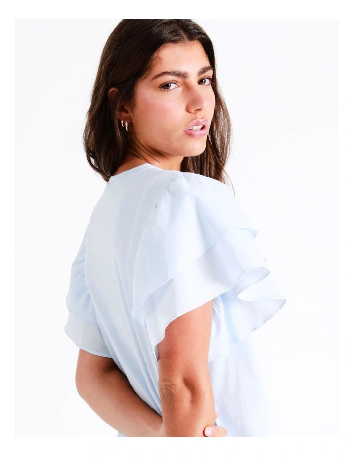 Organic Cotton Double Flutter Sleeve Tee In Light Blue 9 Organic Cotton Double Flutter Sleeve Tee In Light Blue - Image 7