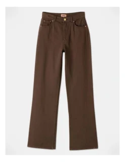 ONLY Camille-Milly Ex High Waisted Wide Pants In Hot Fudge