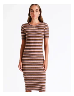 ONLY Misty Short Sleeve O-Neck Calf Dress In Peach Beige -Myer Fashion Store 960909670 3 720x928